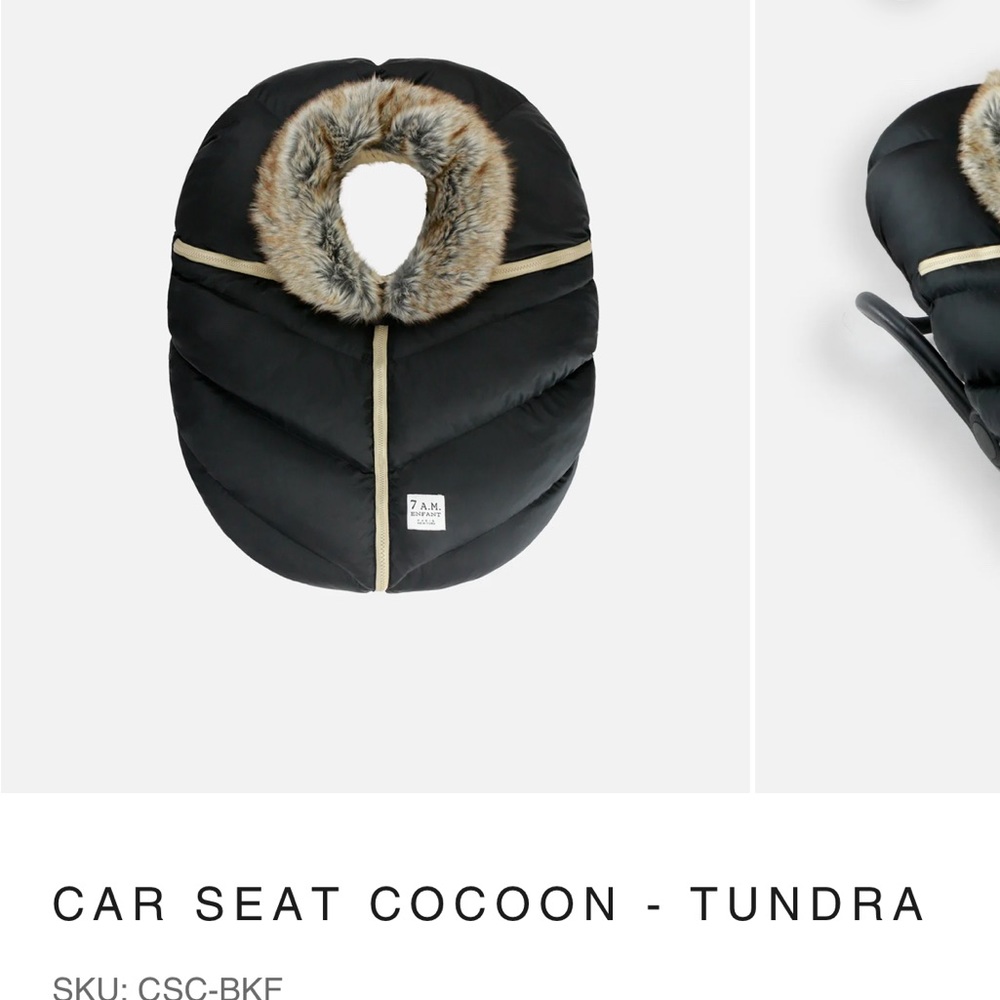 7am enfant car seat cocoon. Black Faux Fur